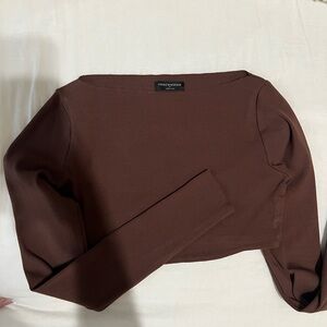 Brown Ribbed Crop Top